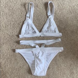 Swim - White mesh top bikini with strappy bottoms Swim - White mesh top bikini with strappy bottoms